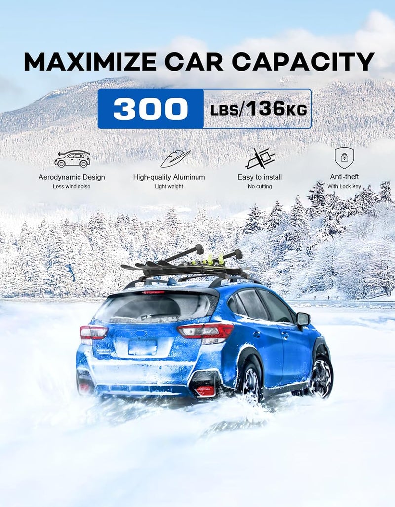 wonderdriver 300lbs Roof Rack Cross Bars Compatible with Subaru Crosstrek 2018-2023 & Impreza 2017-2023,Heavy Duty Aluminum Lockable Roof Rails Crossbars Rooftop Luggage - Image 3